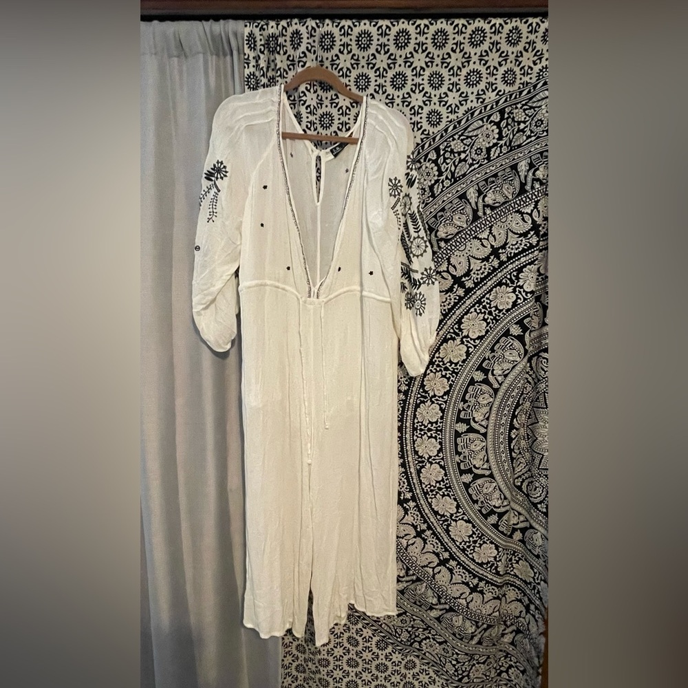 Embroidered White Jumpsuit
